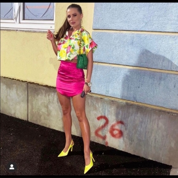 Zara blogger pink satin Rffect skirt - Picture 6 of 15